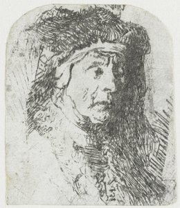 Nainen turkisreunaisessa viitassa Vanhan naisen rintakuva karvaisessa viitassa ja raskaassa päähineessä tekijältä Rembrandt van Rijn