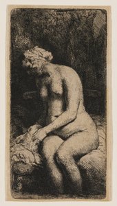 Nainen, jonka jalat ovat purossa tekijältä Rembrandt van Rijn