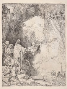 Lazaruksen herättäminen kuolleista (pieni levy) tekijältä Rembrandt van Rijn