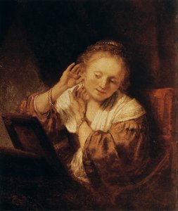 Nuori nainen korvakoruineen, 1657 tekijältä Rembrandt van Rijn