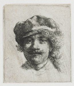Omakuva baretilla tekijältä Rembrandt van Rijn
