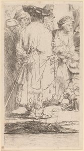 Mies kepillä (fragmentti sadan guldenin vedosta) tekijältä Rembrandt van Rijn and William Baillie