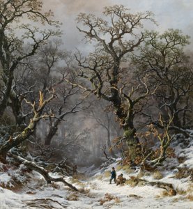 Metsästäjät metsässä talvella