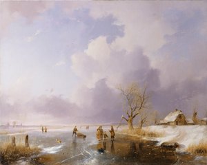 Maisema jäätyneellä kanavalla, 1842