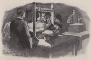 Luodin löytäminen röntgenlaitteella sotasairaalassa, Pietermaritzburg, Natal, Etelä-Afrikka, Boer War tekijältä René Bull