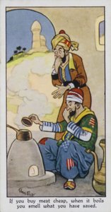 Jos ostat lihaa halvalla, sen kiehuessa haistat mitä olet säästänyt (väri litho) tekijältä René Bull