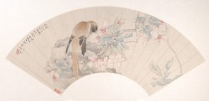 Kukkivan oksan lintu kalliolla, päivätty 1879. tekijältä Ren Xun