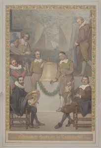 Taideteollisuusalan Georg Sturmin maalaus Voorhalissa (mukaan lukien kellojen valmistus) kirjoituksella: 1500-luvun hollantilaisia ​​taideteollisuutta 1600-luvulla tekijältä René den Engelsman