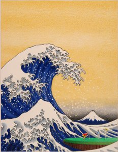 HOKUSAI-Golf, 2021, Värikynäpiirros paperille tekijältä Rene Boin