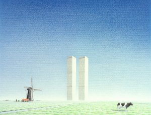 Twin Towers, 2001, Värikynäpiirros paperille