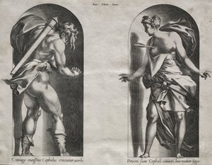 Cephalus ja Procris kahdessa markkinaraossa, 1538-1540. tekijältä Rene Boyvin
