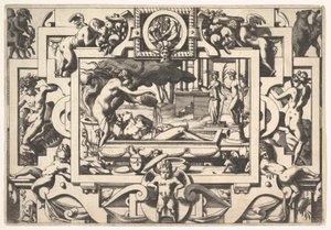 Medea kaataa taikajuoman Jason King Aesonin päälle, niin rappeutuneena ja rappeutuneena, altaassa, jossa hän..., 1563.