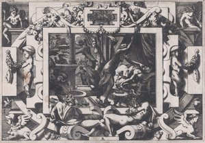 Pelias tappoivat tyttärensä, joiden sääliä he uskaltavat tyhjentää hänen verensä v..., 1563. tekijältä Rene Boyvin