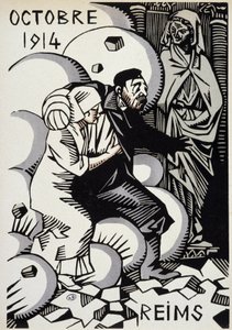 Lokakuu 1914, Reims - piirustus Herman Paul - kirjassa "" Calendar of War"" toim. 1916 tekijältä Rene George Hermann Paul
