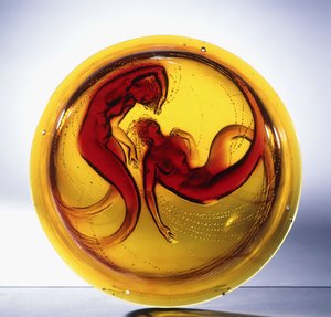 Deux Sirenes; erittäin harvinainen muovattu lasikruunu, tekijältä Rene Jules Lalique