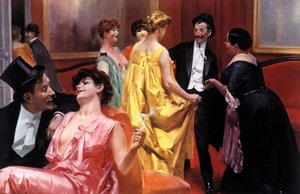 Esitelmä. Pariisilainen talo 1900-luvun alussa. Kuvitus: Rene Lelong (1871-1933)