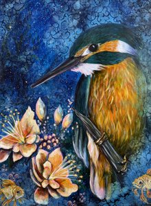 Mystinen kuningaskalastajan kukka tekijältä Renee Machan Cottagecore Artist