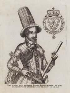 Skotlannin kuningas James VI (kaiverrus) tekijältä Renold (after) Elstrack