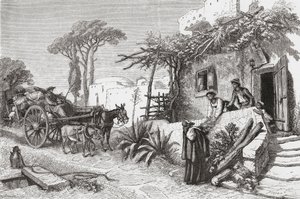 Mendikaattimunkkeja Napolin lähellä Italiassa 1800-luvun lopulla. Teoksesta Italian Pictures by Rev. Samuel Manning, julkaistu noin vuonna 1890. tekijältä Reverend Samuel Manning