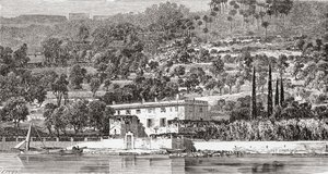 Palmarian saari La Spezziaa vastapäätä Italiassa 1800-luvun lopulla. Teoksesta Italian Pictures by Rev. Samuel Manning, julkaistu noin vuonna 1890. tekijältä Reverend Samuel Manning