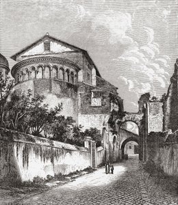 Santi Giovanni e Paolo -kirkko, Celian Hill, Rooma, Italia 1800-luvun lopulla. Teoksesta Italian Pictures by Rev. Samuel Manning, julkaistu noin vuonna 1890. tekijältä Reverend Samuel Manning