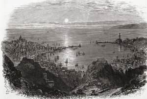 Näkymä Genovasta Pohjois-Italiassa 1800-luvun lopulla. Teoksesta Italian Pictures by Rev. Samuel Manning, julkaistu noin vuonna 1890. tekijältä Reverend Samuel Manning