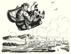 Hans Christian Andersen: Lentävä arkku (litho) tekijältä Rex (after) Whistler