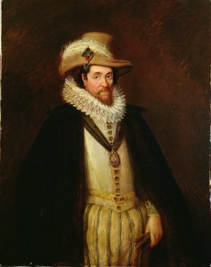 James I Englannista ja VI Skotlannista (1566-1625), John de Critz II:n (n. 1600-s. 1657) jälkeen (öljy kankaalle) tekijältä Rhoda Sullivan
