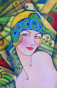 Art Deco -tyylinen flapper-muotokuva tekijältä Ricardo Maya