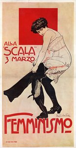 Feministien kokous La Scalassa 03/03/1906 (juliste) tekijältä Riccardo Salvadori