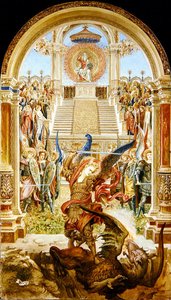 St Michael Slaying the Dragon (akvarelli ja kulta paperille)