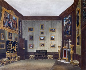 Kingin kirjoitushuone, kaiverrus Richard Reeve (s. 1780), Perustuu Richard Cattermolen (1795-1858) suunnitteluun, Kuninkaallisten asuntojen historiasta tekijältä Richard (after) Cattermole
