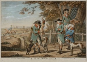 The Death of the Hare, painettu Bowles & Carverille, julkaistu vuonna 1796 (mezzotint) tekijältä Richard (after) Dighton