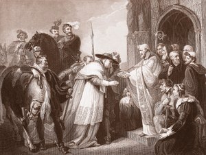 Kardinaali Wolsey Leicester Abbeyssa, kaiverrus R. Walther (litho)