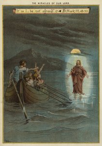 Kristuksen ihmeet: Jeesus kävelee veden päällä (chromolitho) tekijältä Richard Andre
