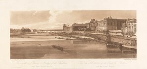 Näkymä Louvrelle ja Thuilleries-sillalle, otettu Pont Neufista. 1802; Kilpi 2 Pariisin Viewsista, levyn Emanuel Volume Tracing, B1981.25.2613
