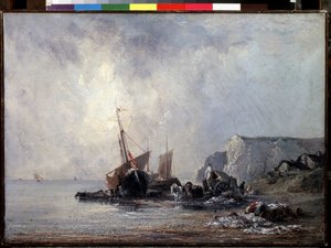 ""Boats on the Normandy Shore"" (Boats at the Normandy Shore) maalaus Richard Parkes Bonington (1802-1828) 1823-1824 Mitat 33x46 cm Pietari, Eremitaaši