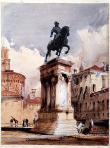 Colleoni de Verrocchion ratsastuspatsas Venetsiassa, San Giovannin ja Paolon kirkon aukio. Akvarelli Richard Parkes Bonington (1801-1828) 1800-luvun Pariisi, Louvre-museo