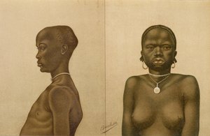 Waganda-poika ja Dinka-tyttö, Prof. Friedrich Ratzelin teoksesta The History of Mankind, Vol.III, 1898