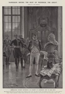 Napoleon ennen Frederick Suuren rintakuvaa (litho)