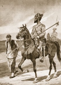 Bengal Lancer ja hänen nyrkkeilijänsä vangittuna, kuva julkaisusta "Battles of the Nineteenth Century: Vol. VII, Kiinan sota 1900-1901", Archibald Forbes, G.A. Henty ja majuri Arthur Griffiths tekijältä Richard Caton Woodville