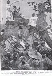 Brittijoukot saapuvat Singaporeen, 1824, kuvitus teoksesta "Hutchinsonin tarina brittiläisestä kansasta"