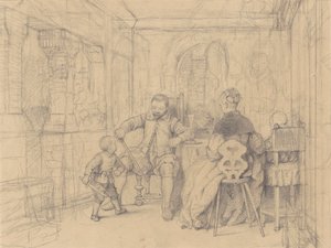 The Fencing Lesson, n. 1847-1849 (grafiitti kudottupaperille) tekijältä Richard Caton Woodville