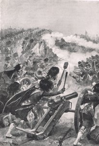 Highlanders kääntää vallattuja ranskalaisia tykkejä Brenniersin pataljoonille, kuvitus teoksesta 