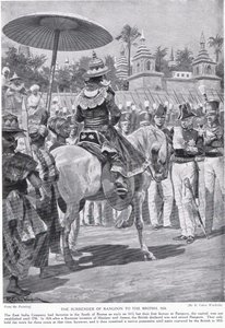 Rangoonin antautuminen briteille, 1824, kuvitus teoksesta "Hutchinson