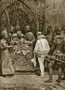 Varhainen Englannin suurlähetystö Intiassa, 1599, kuvitus teoksesta "Hutchinson