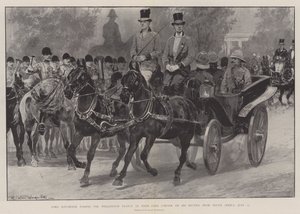 Lord Kitchener ohittaa Wellingtonin patsaan Hyde Park Cornerissa palatessaan Etelä-Afrikasta 12. heinäkuuta tekijältä Richard Caton Woodville junior