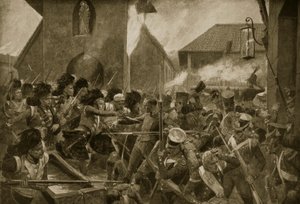 The 42nd Highlanders at Corunna, kuvitus "Hutchinsonin tarinasta brittiläisestä kansasta", n. 1923 tekijältä Richard Caton Woodville junior