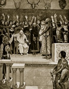 Tyttöherttuattaren vaalit, kuvitus teoksesta "Hutchinsonin tarina brittiläisestä kansasta", n. 1920 tekijältä Richard Caton Woodville junior