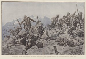 Gordon Highlandersin Dargai Ridge -myrsky, Piper Findlater jatkaa pelaamista, vaikka loukkaantui molemmissa jaloissa tekijältä Richard Caton Woodville junior